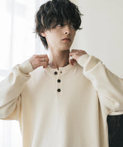 リラックスフィット多機能ヘンリーネックニット 抗菌防臭 ストレッチ マシンウォッシャブル 16005