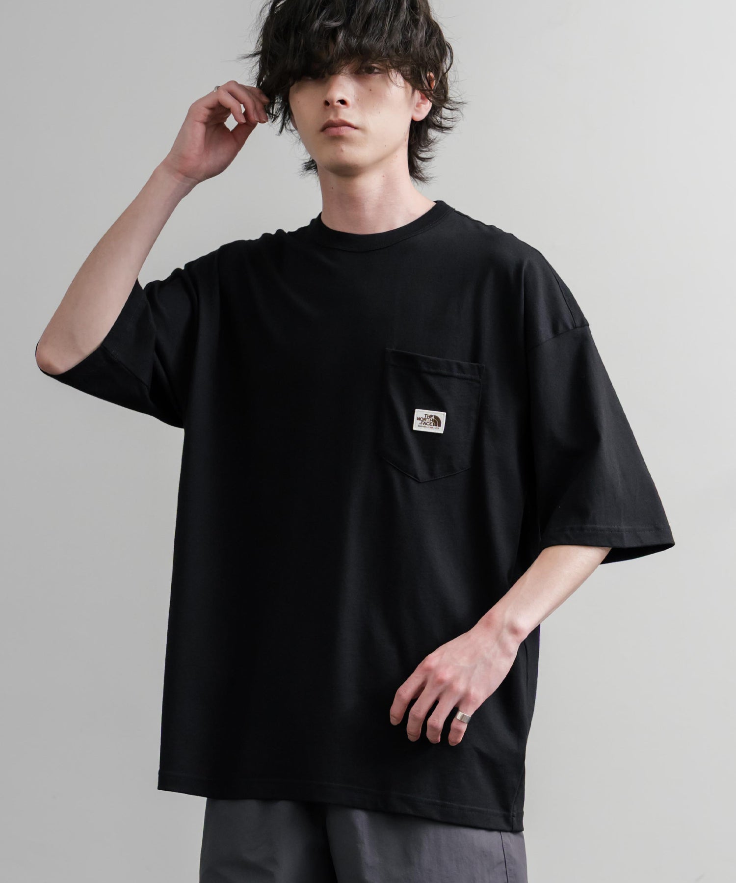 日本未展開モデル THE NORTH FACE ザ・ノースフェイス WHITE LABEL ホワイトレーベル POCKET S/S R/TEE オーバーサイズ胸ポケット付き半袖Tシャツ 16017