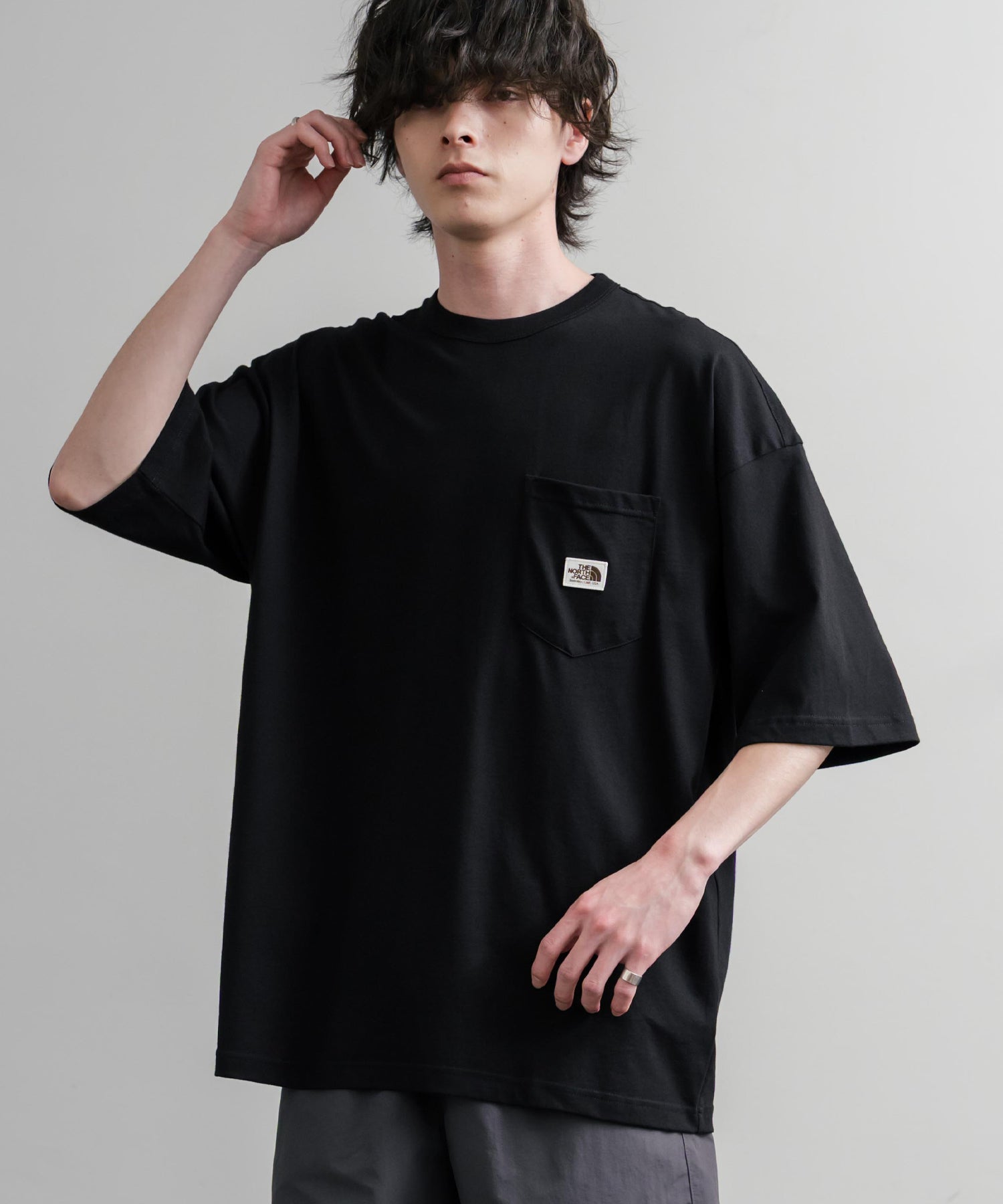 TEE オーバーサイズ胸ポケット付き半袖Tシャツ 16017
