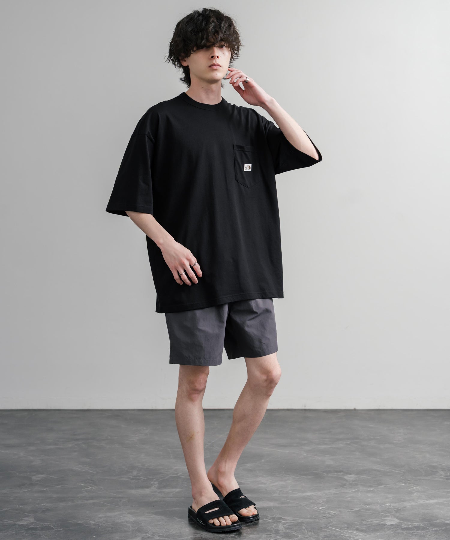日本未展開モデル THE NORTH FACE ザ・ノースフェイス WHITE LABEL ホワイトレーベル POCKET S/S R/TEE オーバーサイズ胸ポケット付き半袖Tシャツ 16017