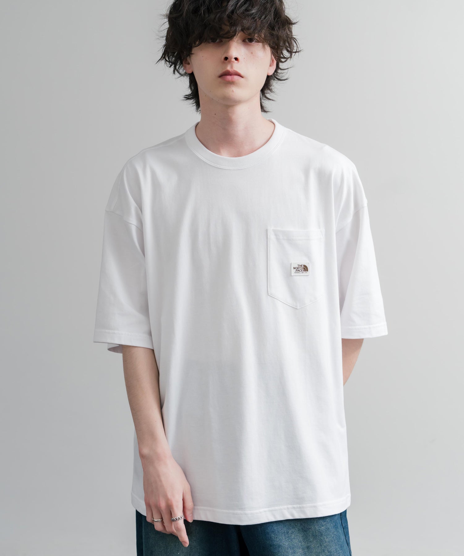 日本未展開モデル THE NORTH FACE ザ・ノースフェイス WHITE LABEL ホワイトレーベル POCKET S/S R/TEE オーバーサイズ胸ポケット付き半袖Tシャツ 16017