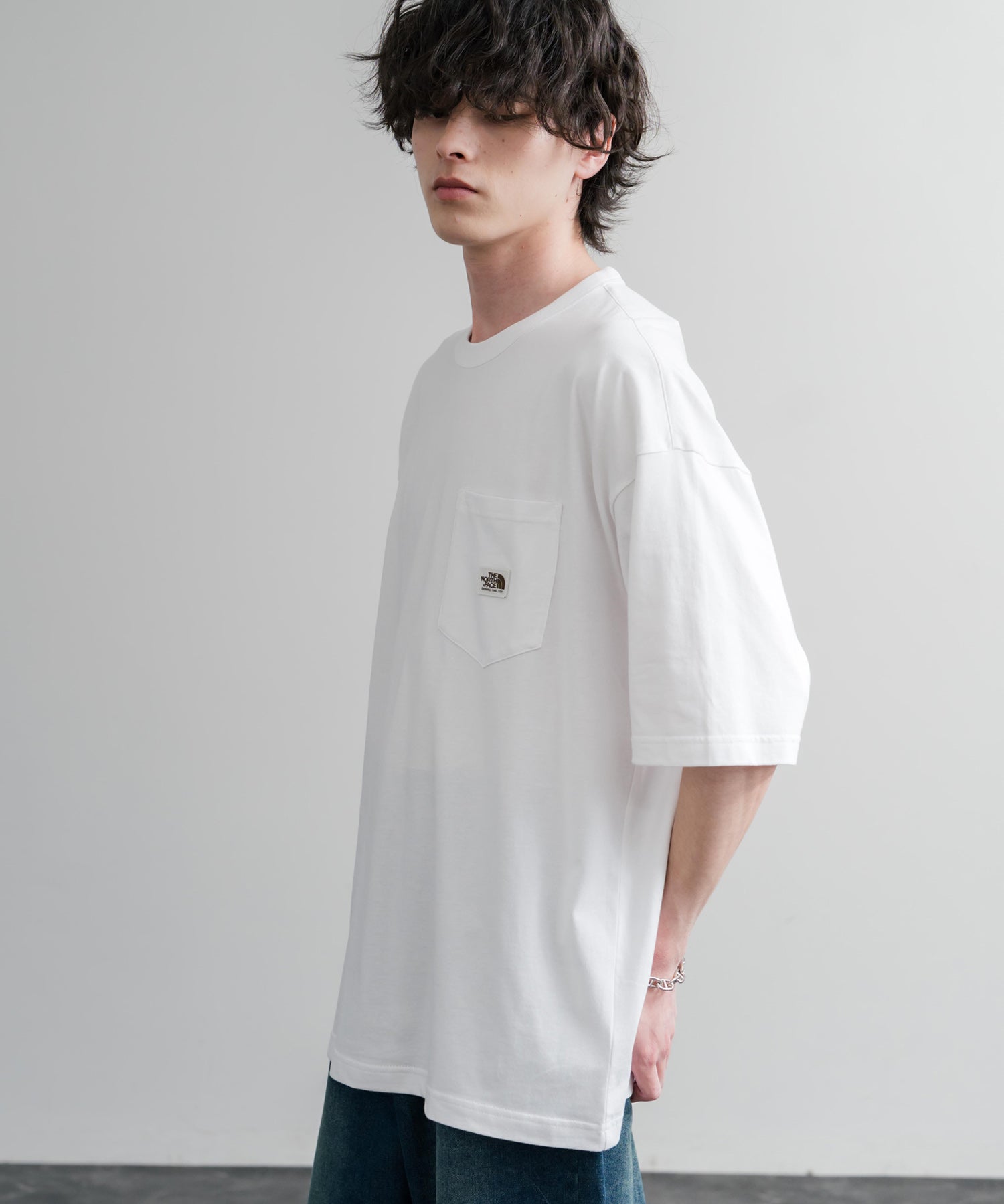 日本未展開モデル THE NORTH FACE ザ・ノースフェイス WHITE LABEL ホワイトレーベル POCKET S/S R/TEE オーバーサイズ胸ポケット付き半袖Tシャツ 16017