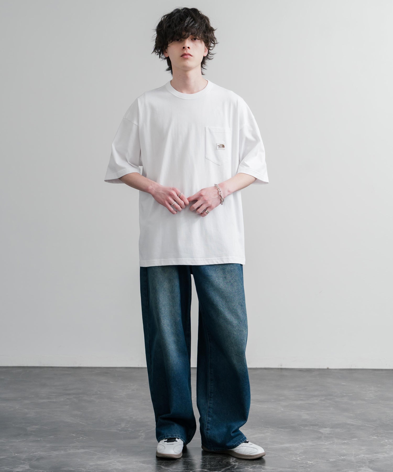 日本未展開モデル THE NORTH FACE ザ・ノースフェイス WHITE LABEL ホワイトレーベル POCKET S/S R/TEE オーバーサイズ胸ポケット付き半袖Tシャツ 16017