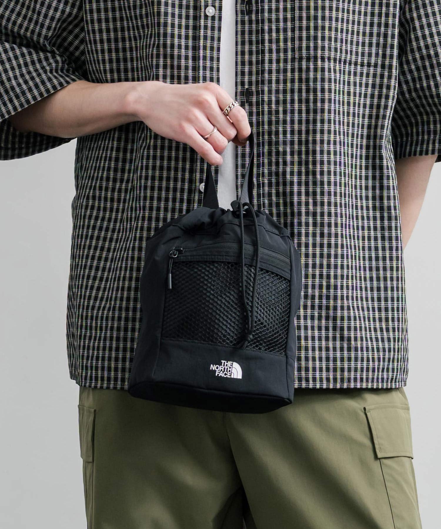 日本未展開モデル THE NORTH FACE ザ・ノースフェイス WHITE LABEL ホワイトレーベル LINDEN MESH BUCKET BAG MINI 2WAYバケットショルダーバッグ/ハンドバッグ 16019