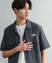 THE NORTH FACE ザ・ノースフェイス M'S KANTE SHIRTS　ワンポイントロゴ刺繍胸ポケット付き半袖オープンカラーシャツ 16020