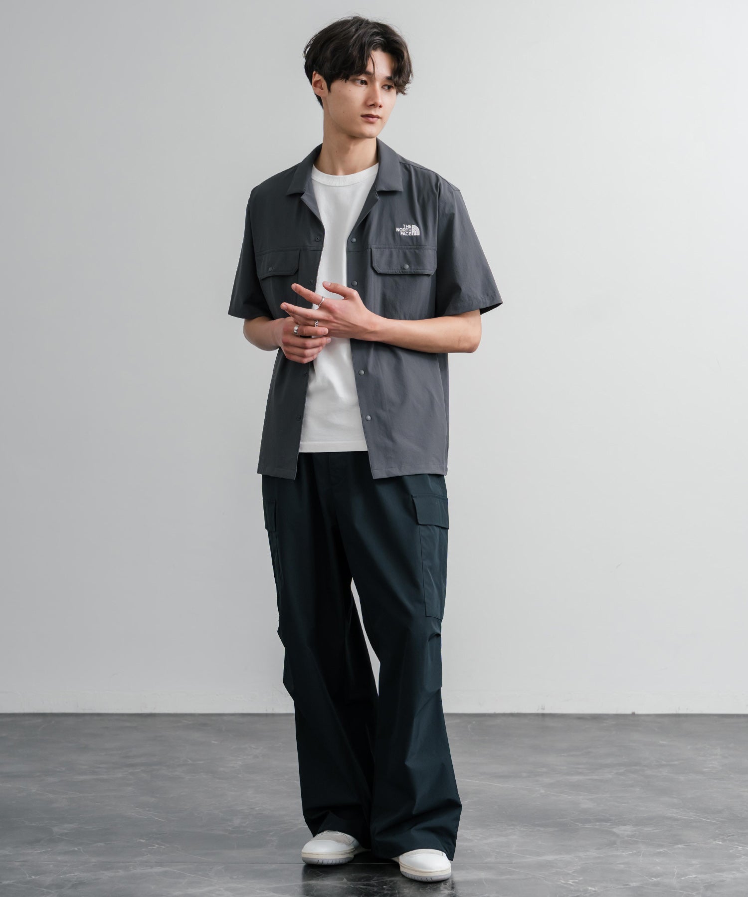 THE NORTH FACE ザ・ノースフェイス M'S KANTE SHIRTS　ワンポイントロゴ刺繍胸ポケット付き半袖オープンカラーシャツ 16020