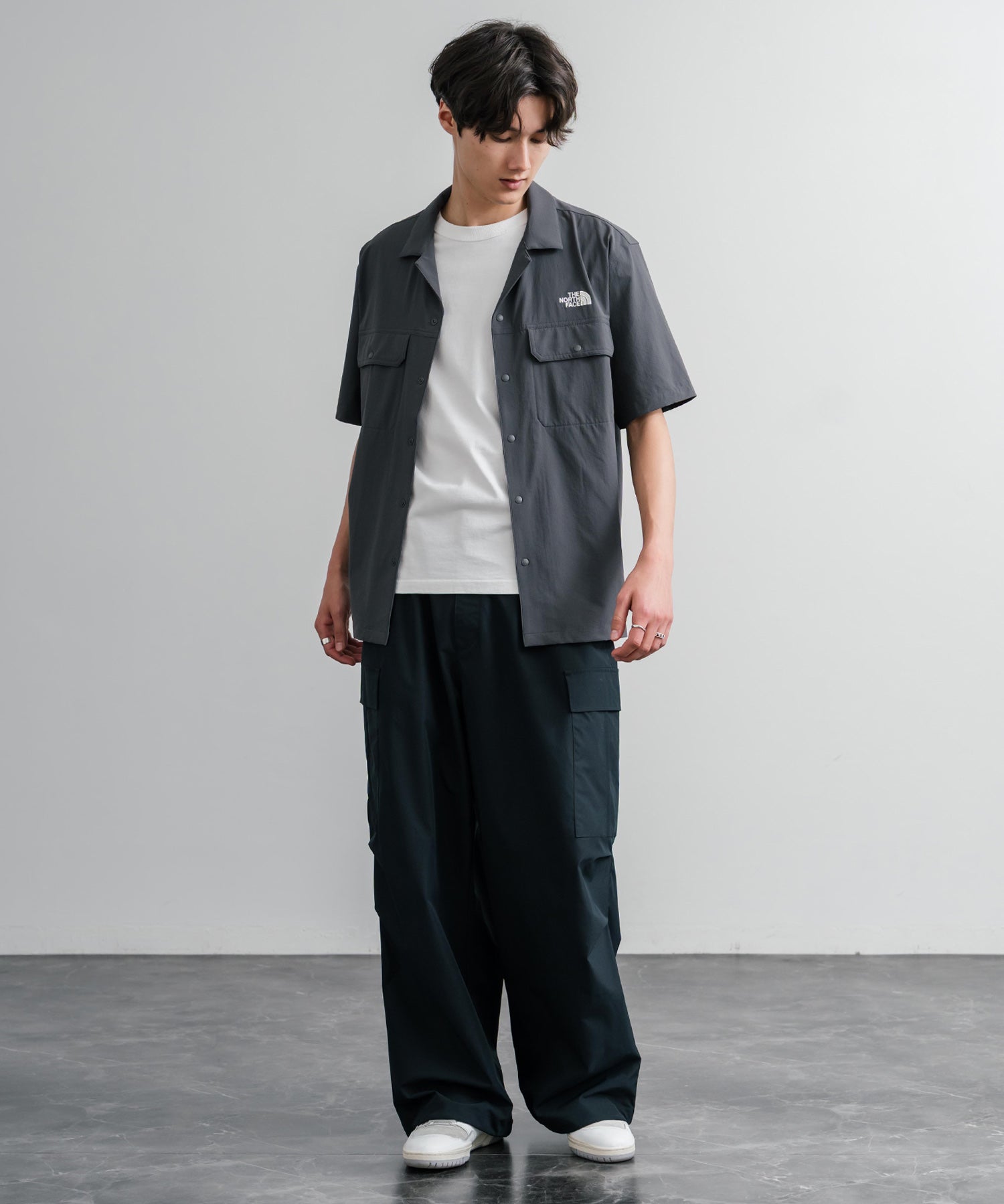THE NORTH FACE ザ・ノースフェイス M'S KANTE SHIRTS　ワンポイントロゴ刺繍胸ポケット付き半袖オープンカラーシャツ 16020