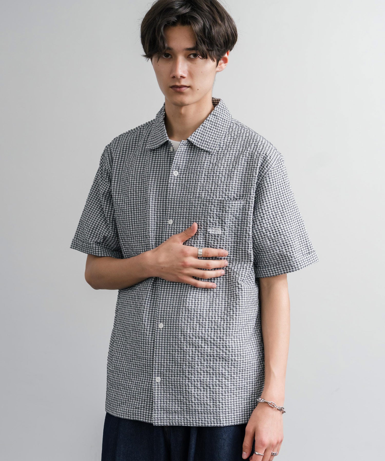 THE NORTH FACE ザ・ノースフェイス M'S TRAVELER CHECK S/S SHIRTS ワンポイントロゴ刺繍ギンガムチェック柄半袖シャツ 16021