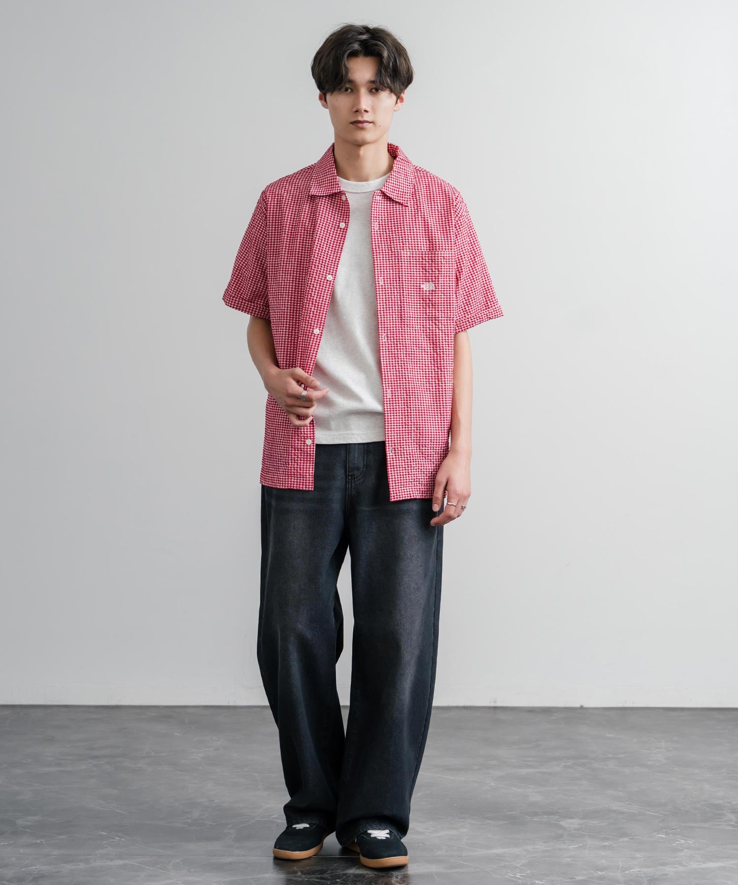 THE NORTH FACE ザ・ノースフェイス M'S TRAVELER CHECK S/S SHIRTS ワンポイントロゴ刺繍ギンガムチェック柄半袖シャツ 16021
