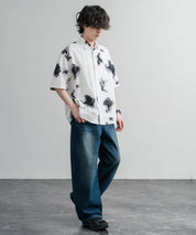 Upscape Audience アップスケープオーディエンス 日本製 国産 オーバーサイズGERMANスノーカモハーフスリーブシャツ AUD6719 16026