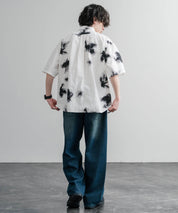 Upscape Audience アップスケープオーディエンス 日本製 国産 オーバーサイズGERMANスノーカモハーフスリーブシャツ AUD6719 16026