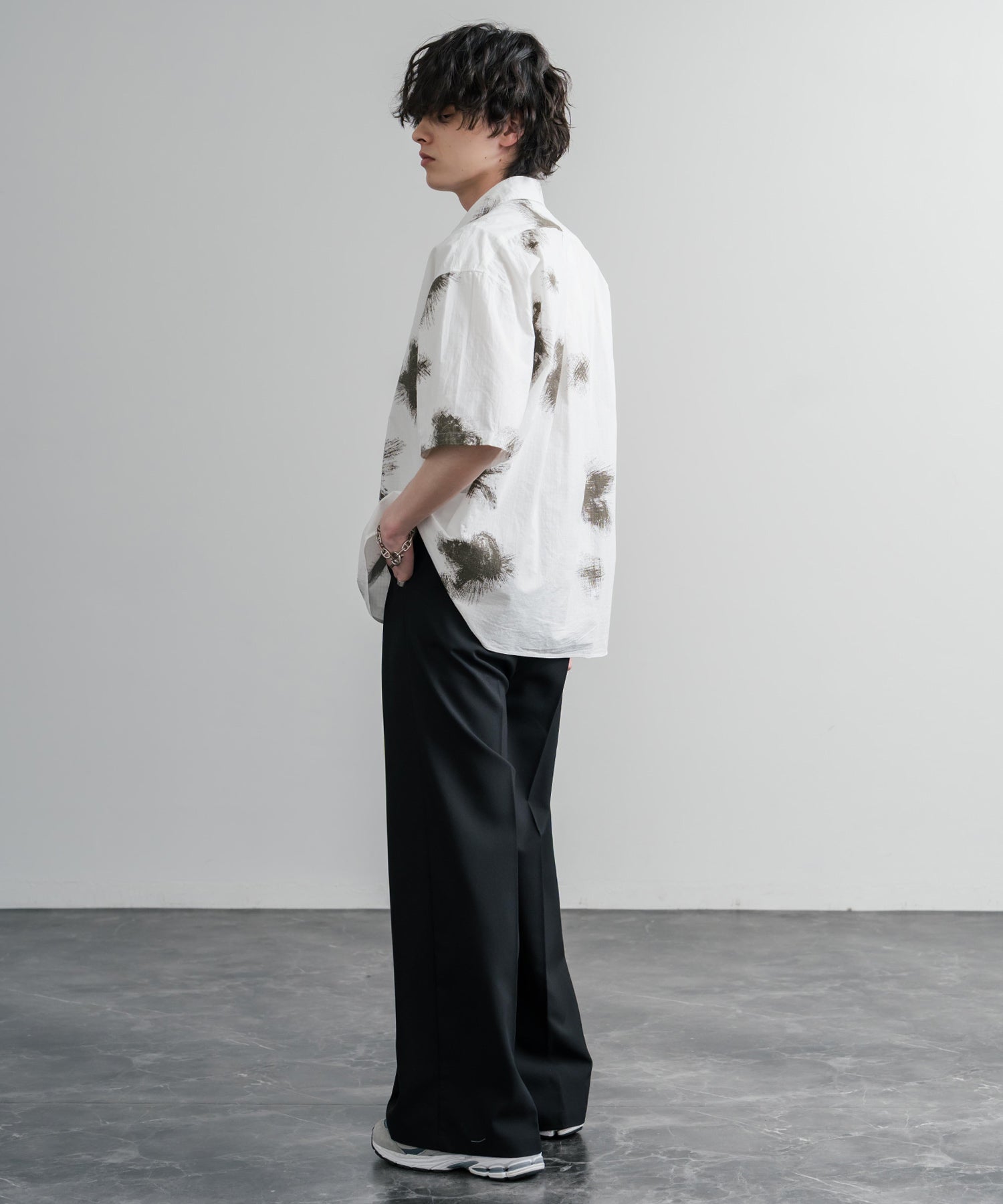 Upscape Audience アップスケープオーディエンス 日本製 国産 オーバーサイズGERMANスノーカモハーフスリーブシャツ AUD6719 16026