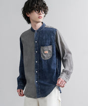 KRIFF MAYER クリフメイヤー オーバーサイズエアーライトデニムバンドカラー長袖シャツ 2555107 16028