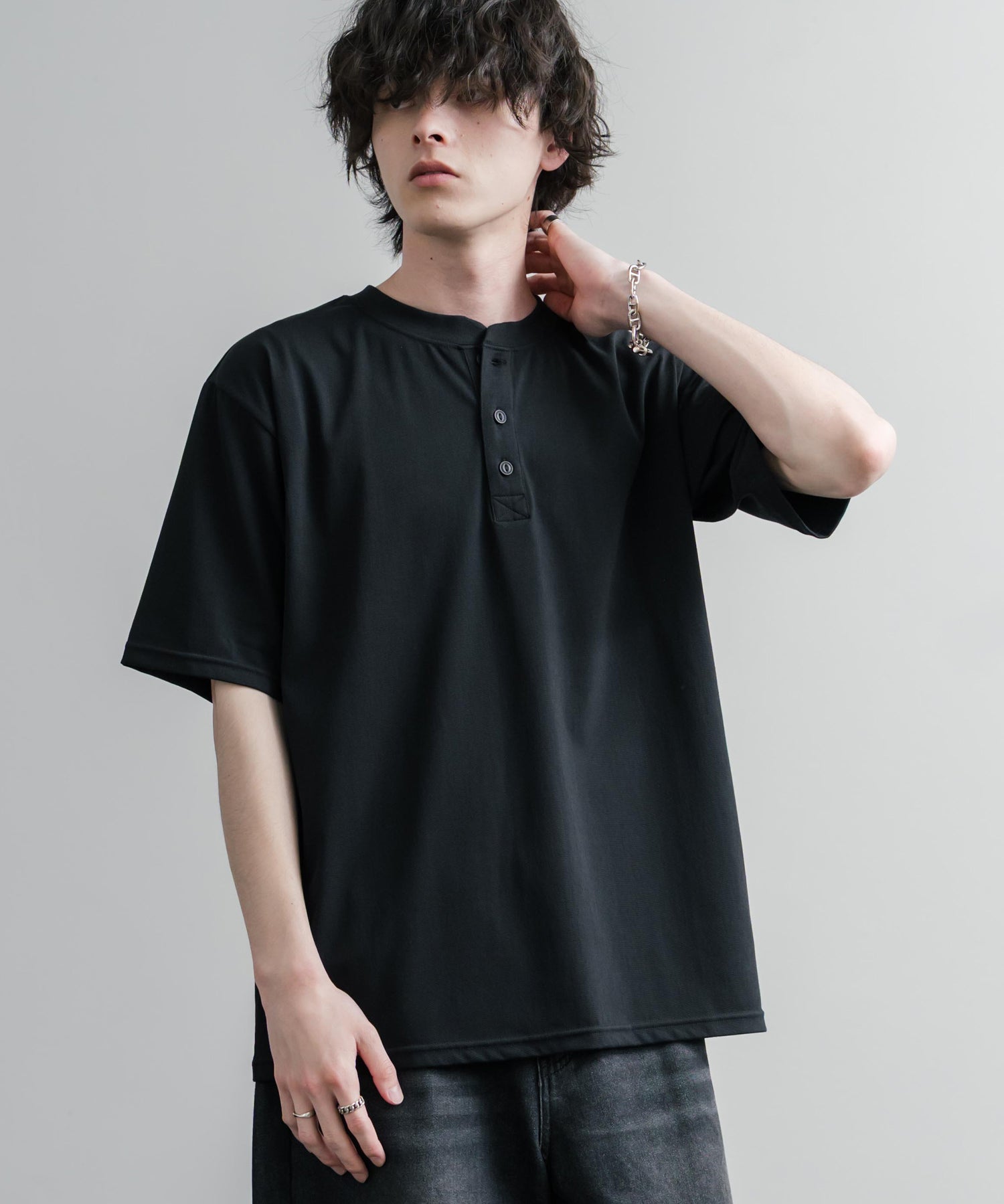 KRIFF MAYER クリフメイヤー 接触冷感・UVカット 夏季GO！TEE ヘンリーネック半袖Tシャツ 2555125 16029