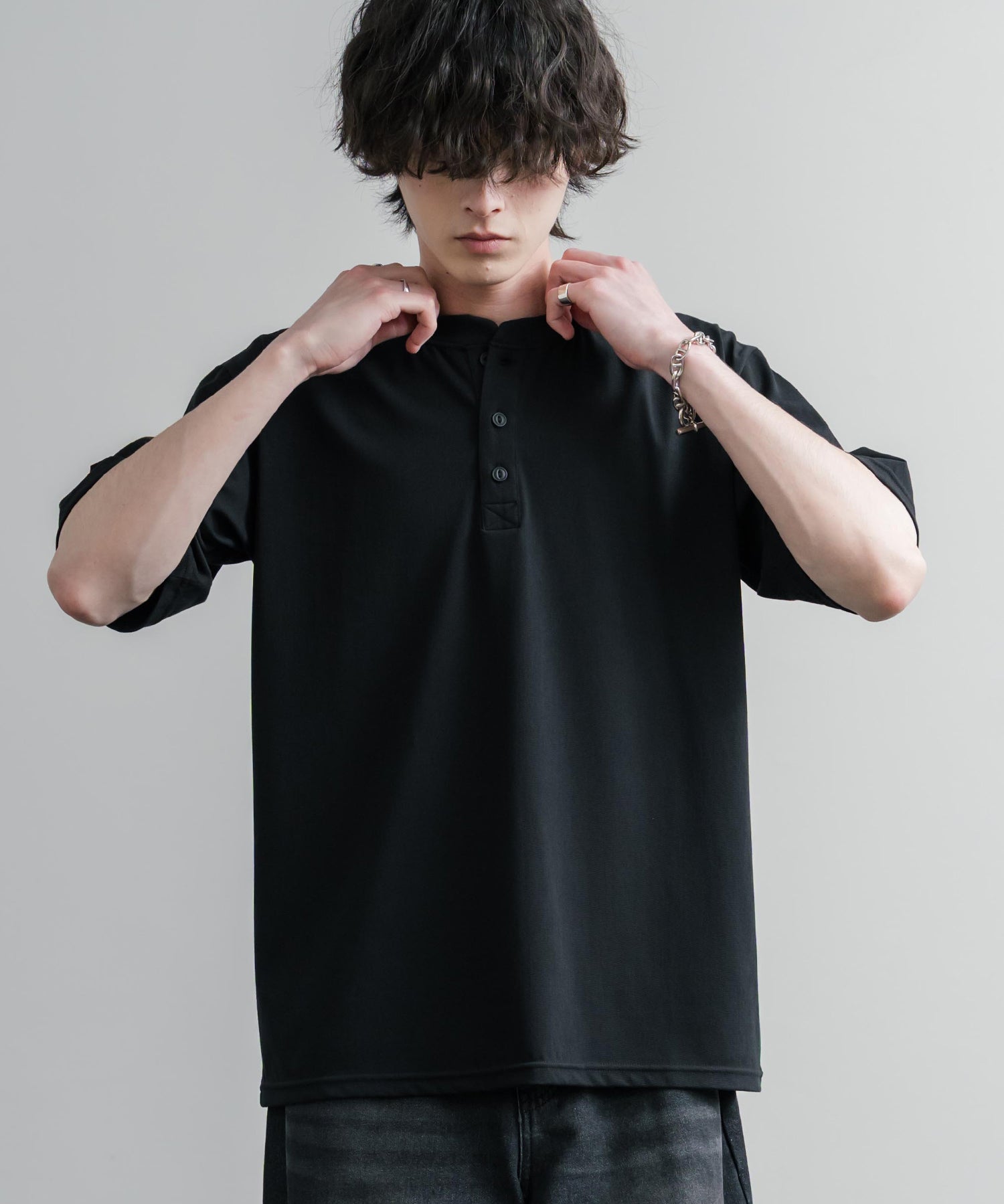 KRIFF MAYER クリフメイヤー 接触冷感・UVカット 夏季GO！TEE ヘンリーネック半袖Tシャツ 2555125 16029