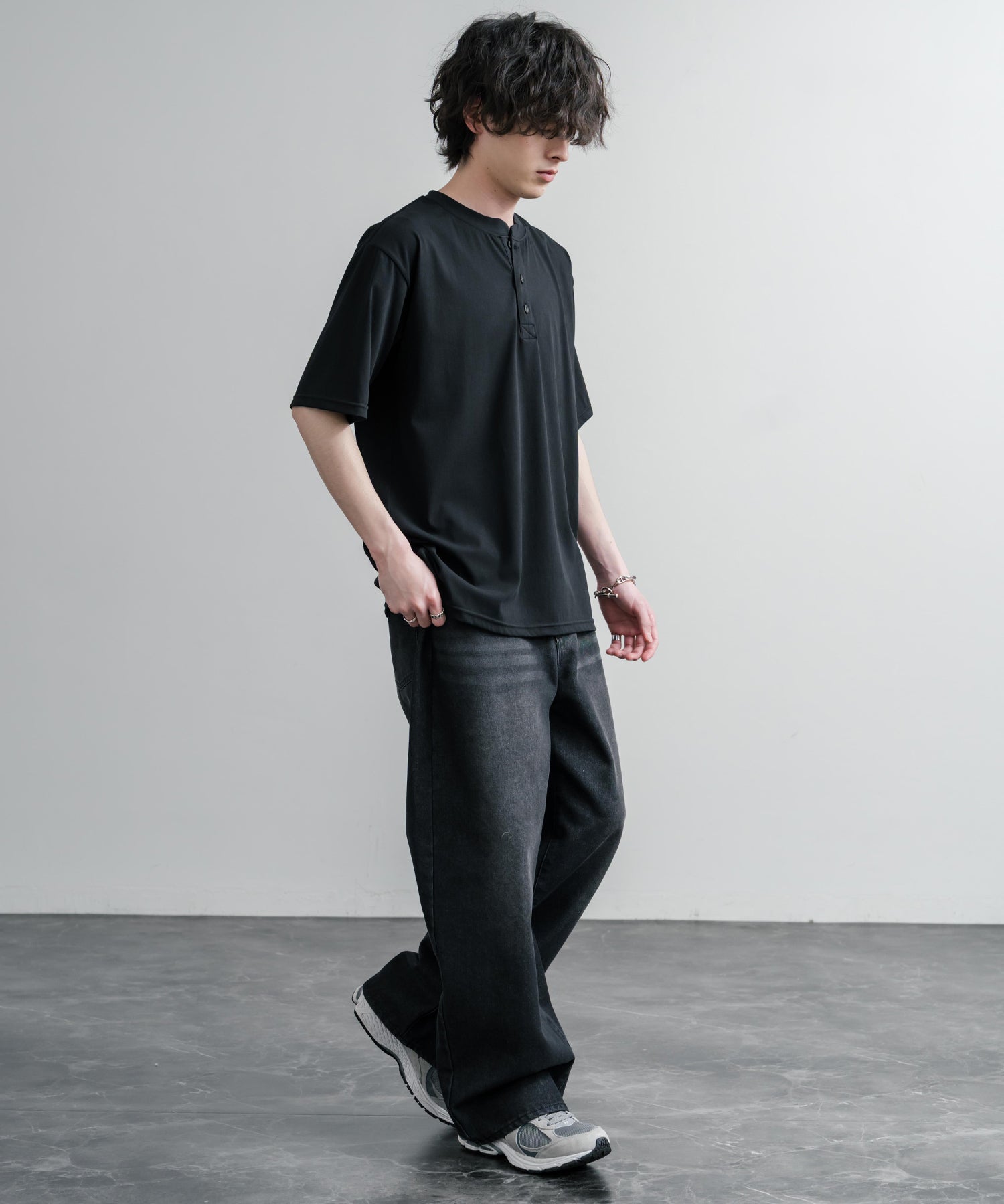 KRIFF MAYER クリフメイヤー 接触冷感・UVカット 夏季GO！TEE ヘンリーネック半袖Tシャツ 2555125 16029