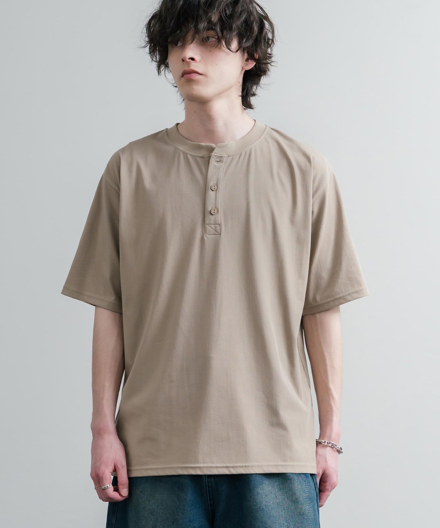 KRIFF MAYER クリフメイヤー 接触冷感・UVカット 夏季GO！TEE ヘンリーネック半袖Tシャツ 2555125 16029