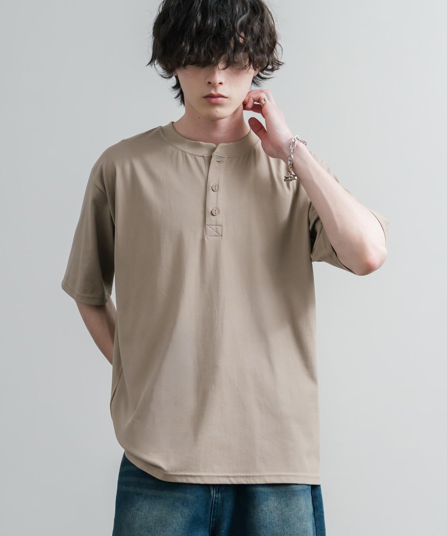 KRIFF MAYER クリフメイヤー 接触冷感・UVカット 夏季GO！TEE ヘンリーネック半袖Tシャツ 2555125 16029