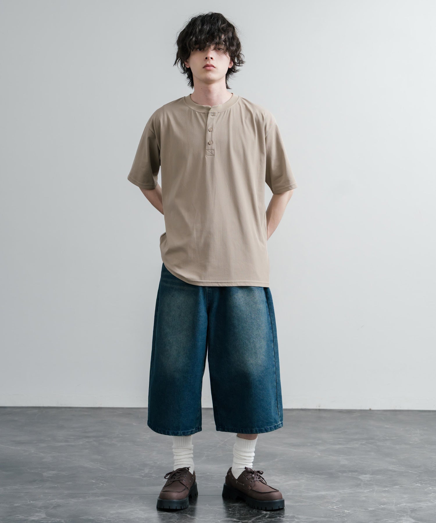 KRIFF MAYER クリフメイヤー 接触冷感・UVカット 夏季GO！TEE ヘンリーネック半袖Tシャツ 2555125 16029