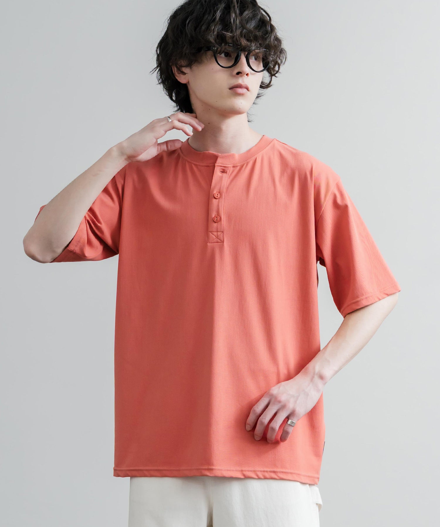 KRIFF MAYER クリフメイヤー 接触冷感・UVカット 夏季GO！TEE ヘンリーネック半袖Tシャツ 2555125 16029