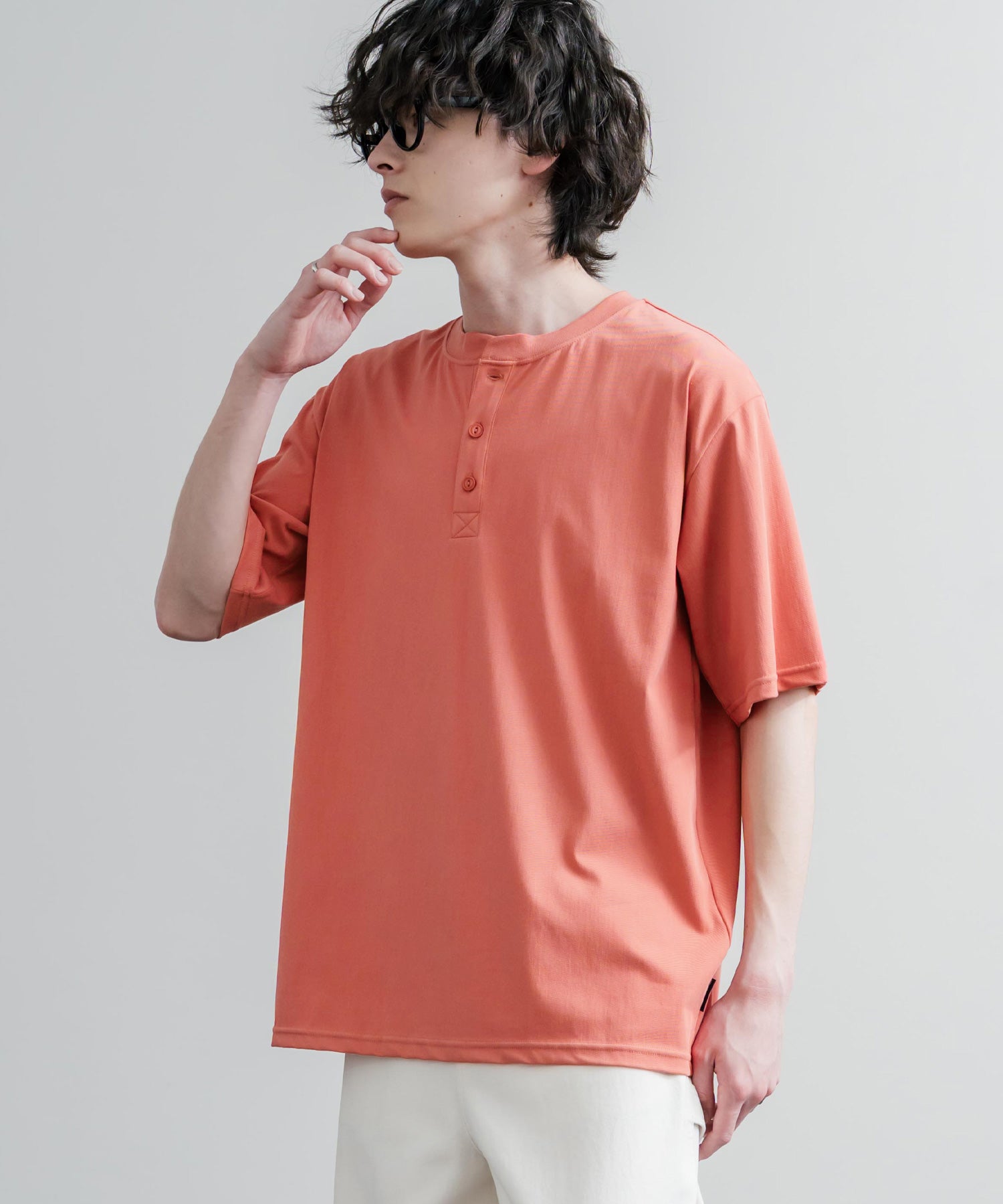 KRIFF MAYER クリフメイヤー 接触冷感・UVカット 夏季GO！TEE ヘンリーネック半袖Tシャツ 2555125 16029