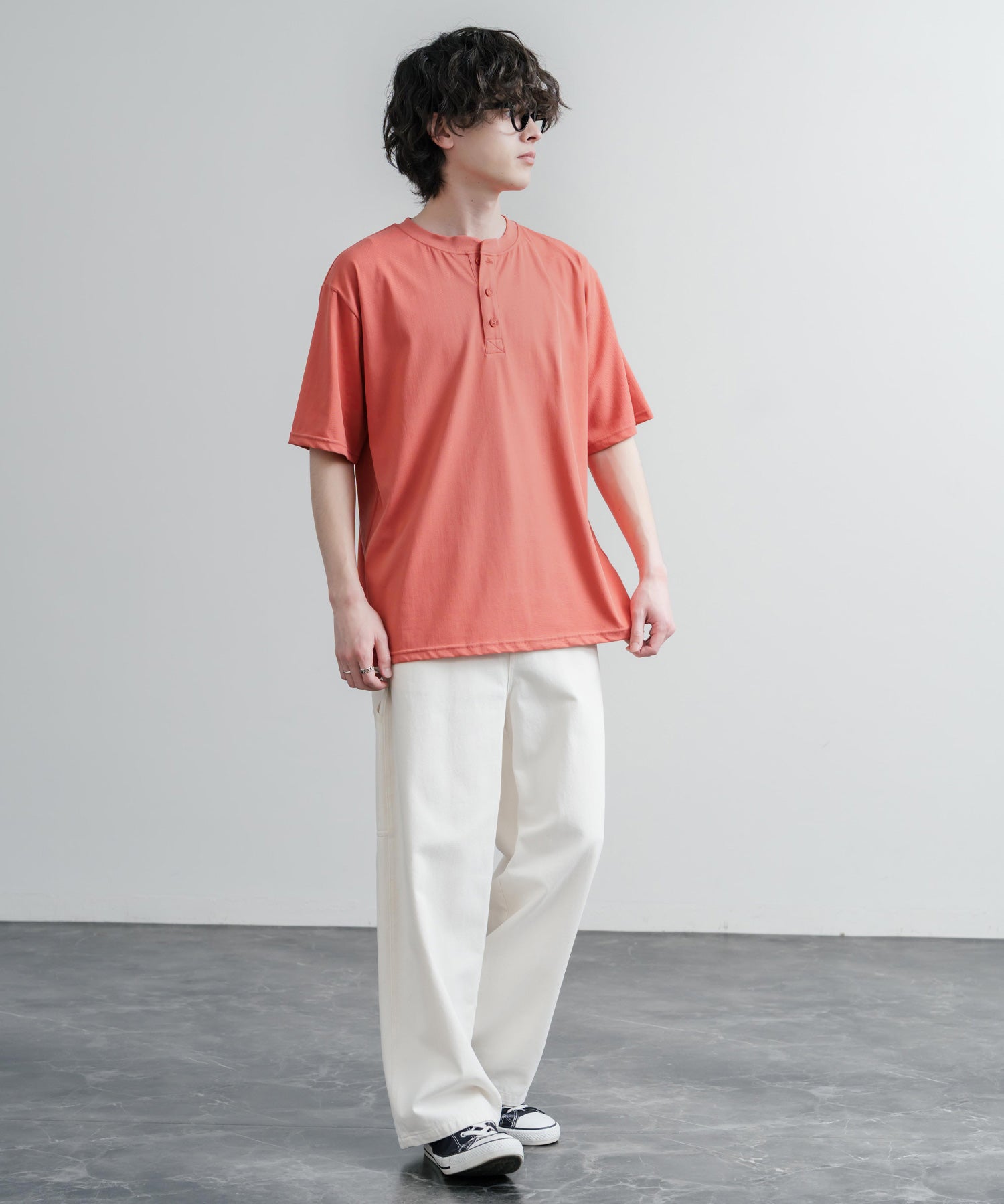 KRIFF MAYER クリフメイヤー 接触冷感・UVカット 夏季GO！TEE ヘンリーネック半袖Tシャツ 2555125 16029