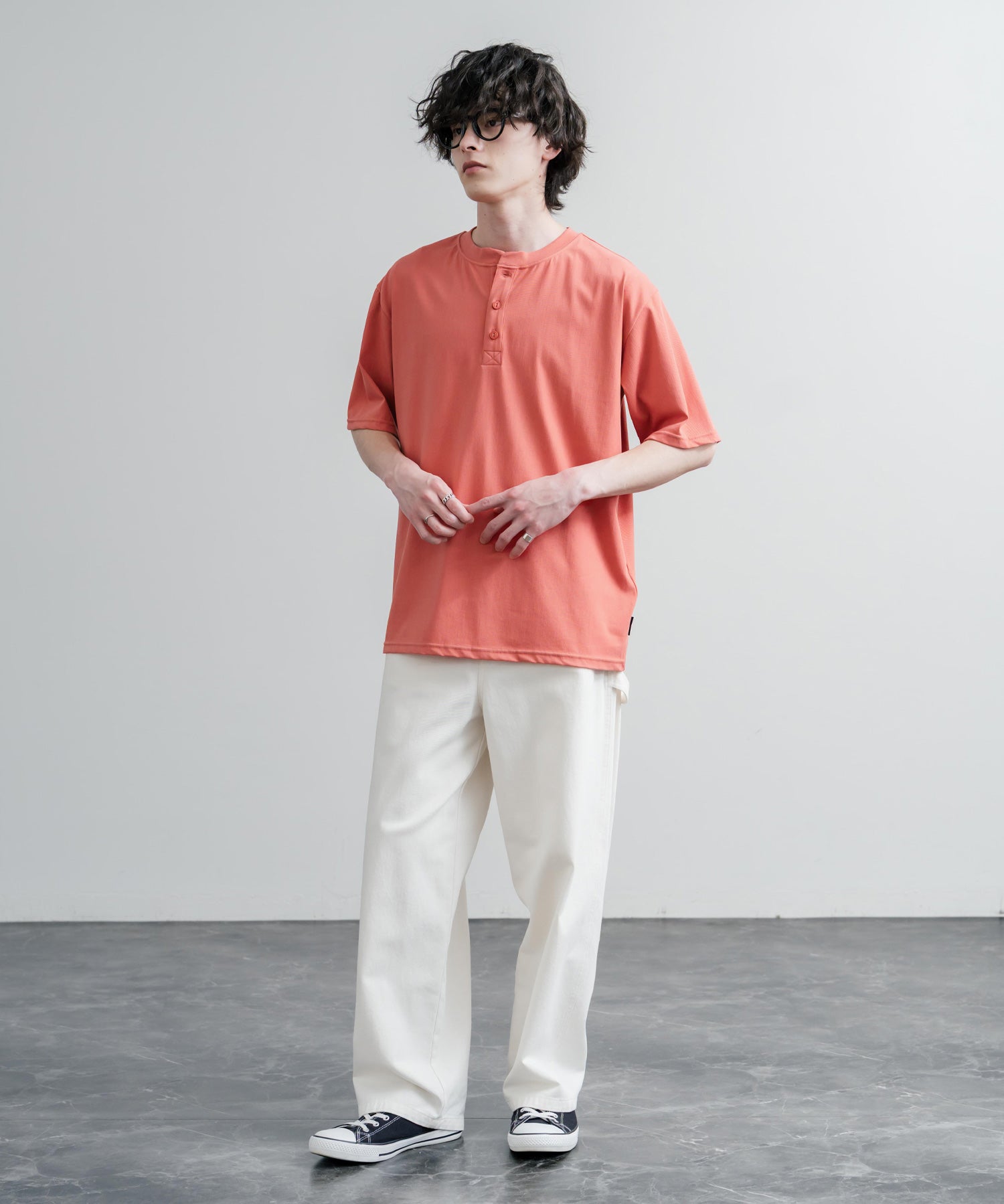 KRIFF MAYER クリフメイヤー 接触冷感・UVカット 夏季GO！TEE ヘンリーネック半袖Tシャツ 2555125 16029