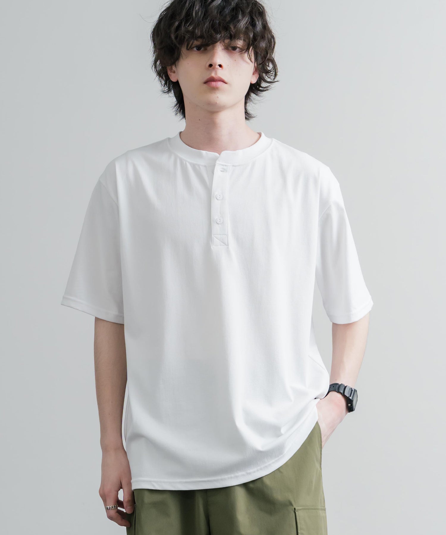 KRIFF MAYER クリフメイヤー 接触冷感・UVカット 夏季GO！TEE ヘンリーネック半袖Tシャツ 2555125 16029