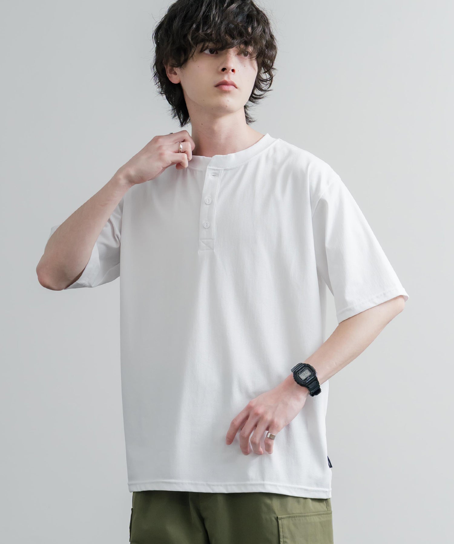 KRIFF MAYER クリフメイヤー 接触冷感・UVカット 夏季GO！TEE ヘンリーネック半袖Tシャツ 2555125 16029