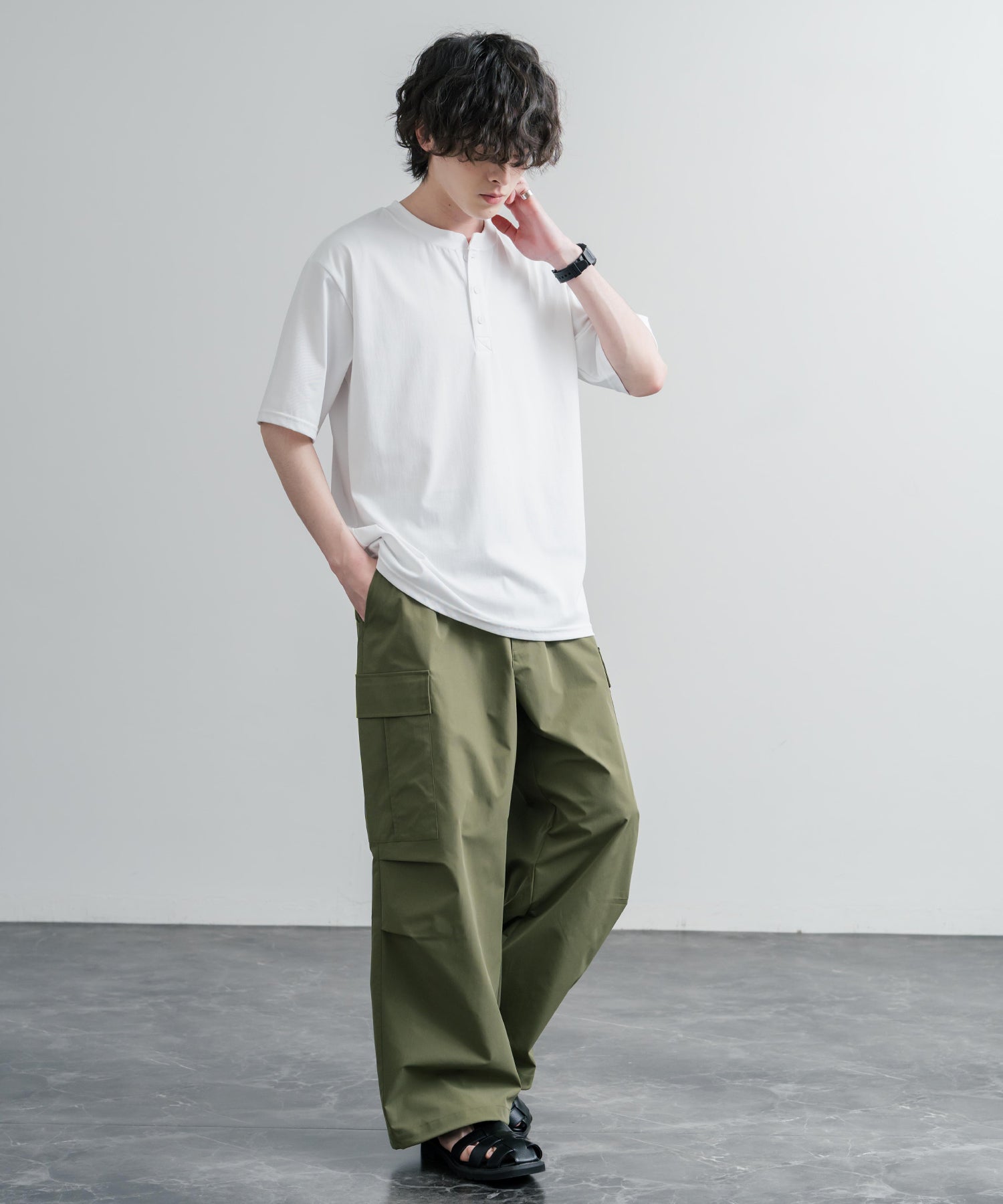 KRIFF MAYER クリフメイヤー 接触冷感・UVカット 夏季GO！TEE ヘンリーネック半袖Tシャツ 2555125 16029