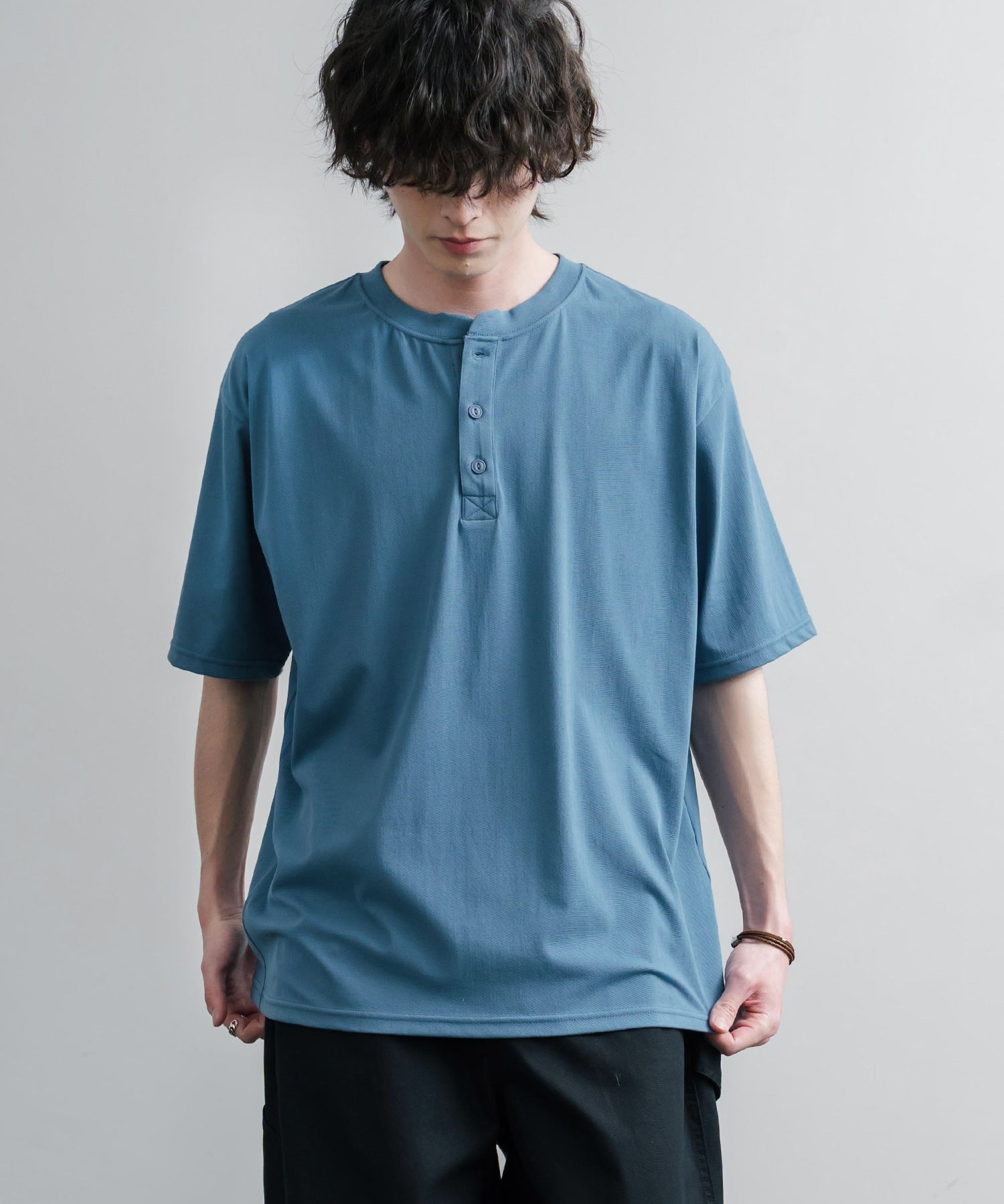 KRIFF MAYER クリフメイヤー 接触冷感・UVカット 夏季GO！TEE ヘンリーネック半袖Tシャツ 2555125 16029