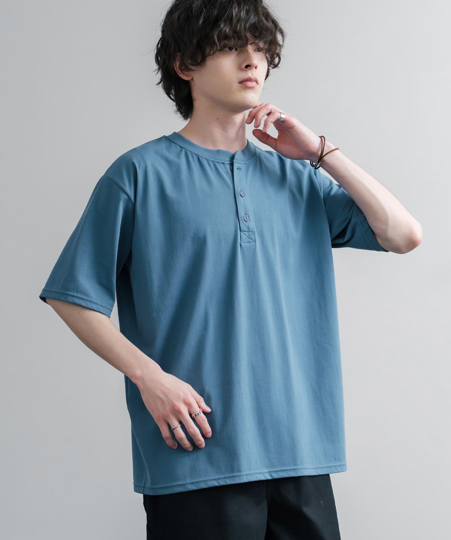 KRIFF MAYER クリフメイヤー 接触冷感・UVカット 夏季GO！TEE ヘンリーネック半袖Tシャツ 2555125 16029