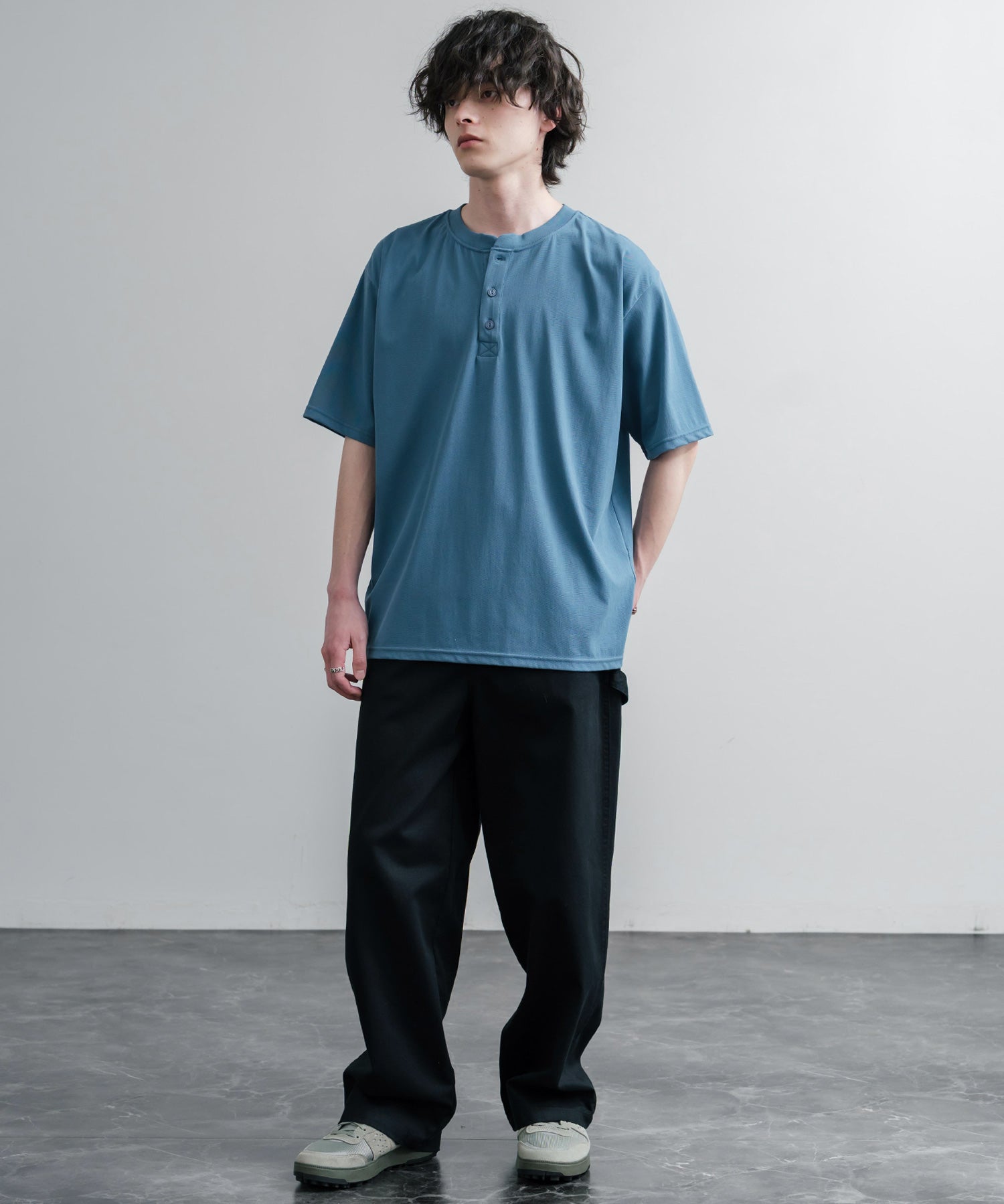 KRIFF MAYER クリフメイヤー 接触冷感・UVカット 夏季GO！TEE ヘンリーネック半袖Tシャツ 2555125 16029