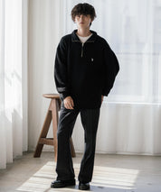 U.S. POLO ASSN. ユーエスポロアッスン 別注コラボオーバーサイズワンポイントロゴ刺繍畦編みハーフジップ長袖ニットセーター 16030