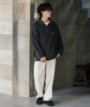U.S. POLO ASSN. ユーエスポロアッスン 別注コラボオーバーサイズワンポイントロゴ刺繍畦編みハーフジップ長袖ニットセーター 16030
