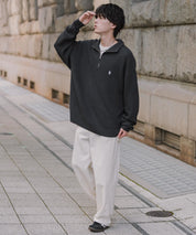 U.S. POLO ASSN. ユーエスポロアッスン 別注コラボオーバーサイズワンポイントロゴ刺繍畦編みハーフジップ長袖ニットセーター 16030