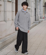 U.S. POLO ASSN. ユーエスポロアッスン 別注コラボオーバーサイズワンポイントロゴ刺繍畦編みハーフジップ長袖ニットセーター 16030