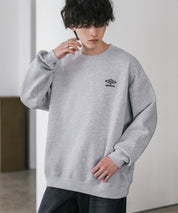 UMBRO アンブロ 別注コラボ オーバーサイズ裏起毛ワンポイントロゴ刺繍クルーネック長袖スウェット 16031
