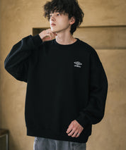 UMBRO アンブロ 別注コラボ オーバーサイズ裏起毛ワンポイントロゴ刺繍クルーネック長袖スウェット 16031