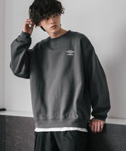 UMBRO アンブロ 別注コラボ オーバーサイズ裏起毛ワンポイントロゴ刺繍クルーネック長袖スウェット 16031