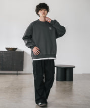 UMBRO アンブロ 別注コラボ オーバーサイズ裏起毛ワンポイントロゴ刺繍クルーネック長袖スウェット 16031