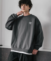 UMBRO アンブロ 別注コラボ オーバーサイズ裏起毛ワンポイントロゴ刺繍クルーネック長袖スウェット 16031