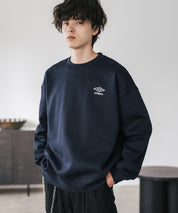 UMBRO アンブロ 別注コラボ オーバーサイズ裏起毛ワンポイントロゴ刺繍クルーネック長袖スウェット 16031