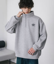 UMBRO アンブロ 別注コラボ オーバーサイズ裏起毛ワンポイントロゴ刺繍ハーフジップ長袖スウェット 16032
