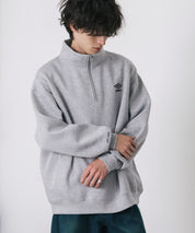 UMBRO アンブロ 別注コラボ オーバーサイズ裏起毛ワンポイントロゴ刺繍ハーフジップ長袖スウェット 16032
