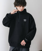 UMBRO アンブロ 別注コラボ オーバーサイズ裏起毛ワンポイントロゴ刺繍ハーフジップ長袖スウェット 16032