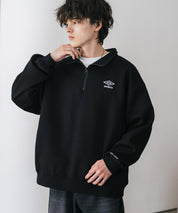 UMBRO アンブロ 別注コラボ オーバーサイズ裏起毛ワンポイントロゴ刺繍ハーフジップ長袖スウェット 16032