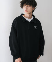 UMBRO アンブロ 別注コラボ オーバーサイズ裏起毛ワンポイントロゴ刺繍ハーフジップ長袖スウェット 16032