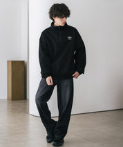 UMBRO アンブロ 別注コラボ オーバーサイズ裏起毛ワンポイントロゴ刺繍ハーフジップ長袖スウェット 16032