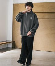 UMBRO アンブロ 別注コラボ オーバーサイズ裏起毛ワンポイントロゴ刺繍ハーフジップ長袖スウェット 16032